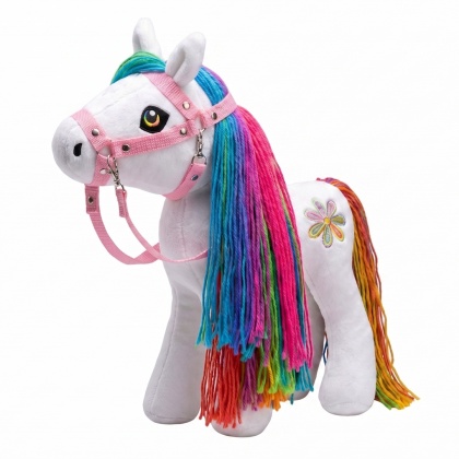Koń zabawka maskotka pluszowa "Rainbow" (40 cm, kantar, wodze, derka)