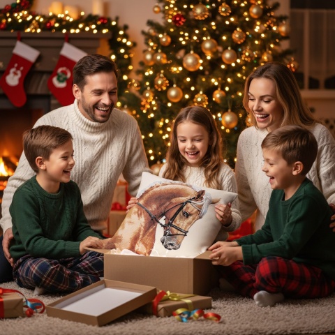 Poszewka na poduszkę z koniem Kasztanowy gobelin