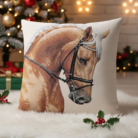 Poszewka na poduszkę z koniem Kasztanowy gobelin