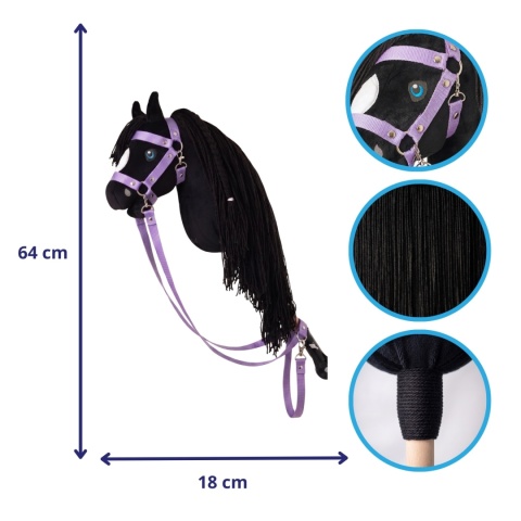 Hobby Horse Raven. Rozmiar A4. Kolor czarny. Kantar i wodze w zestawie