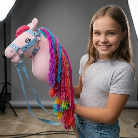 Hobby Horse A4 różowy "Candy" + kantar + wodze