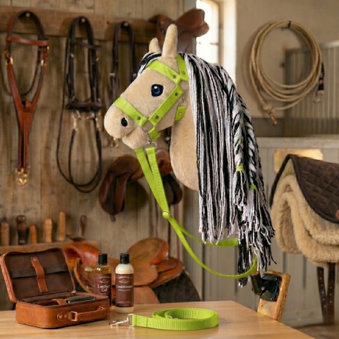 Regulowany kantar + wodze zielony dla Hobby Horse A3