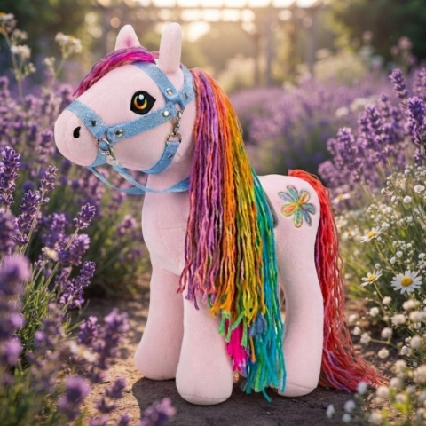 Koń zabawka maskotka pluszowa "Candy" (40 cm, kantar, wodze, derka)