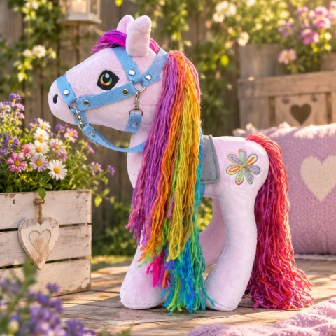 Koń zabawka maskotka pluszowa "Candy" (40 cm, kantar, wodze, derka)