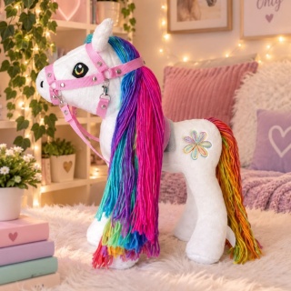 Koń zabawka maskotka pluszowa "Rainbow" (40 cm, kantar, wodze, derka)